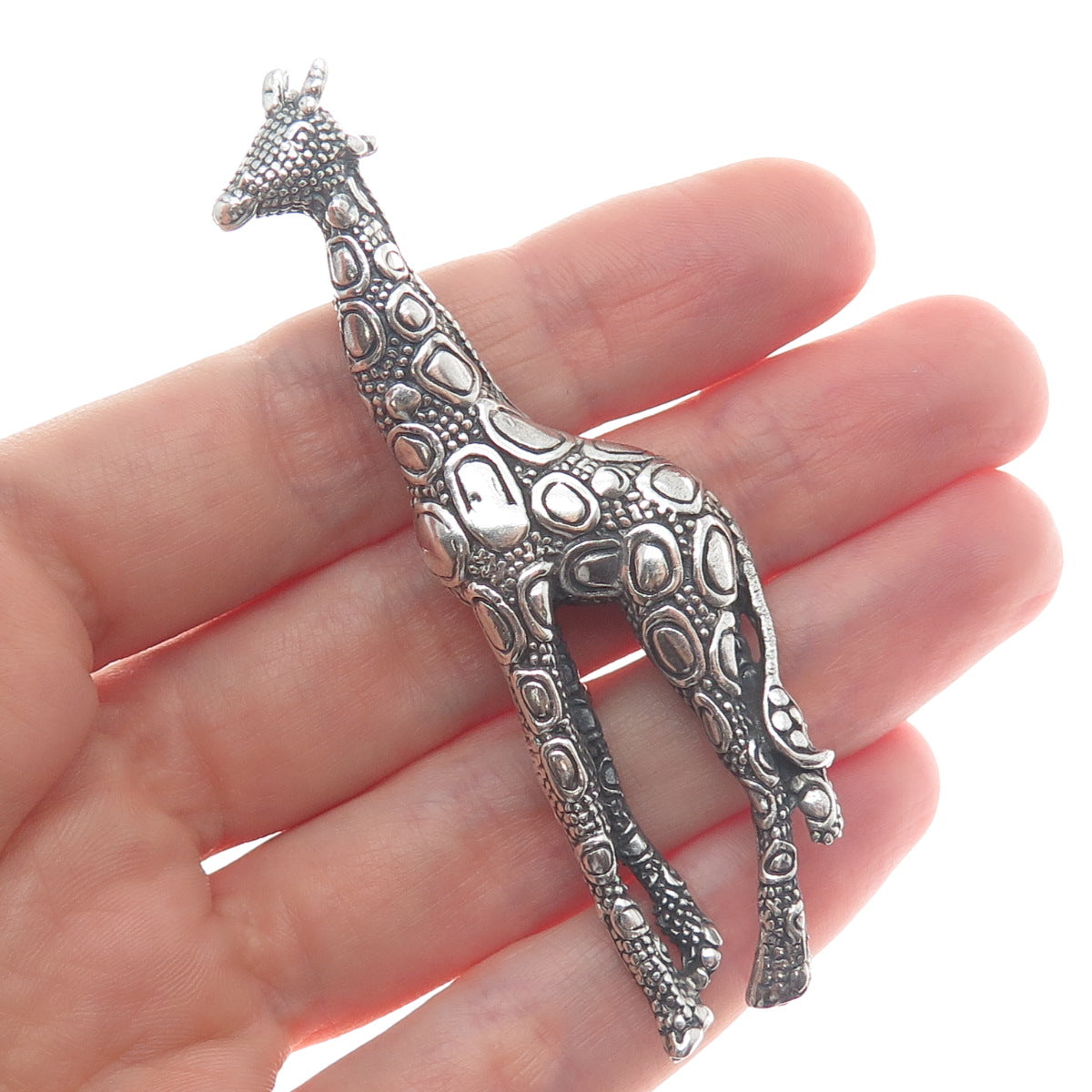 925 Sterling Silver Vintage Mexico Giraffe Oxidized Pin Brooch