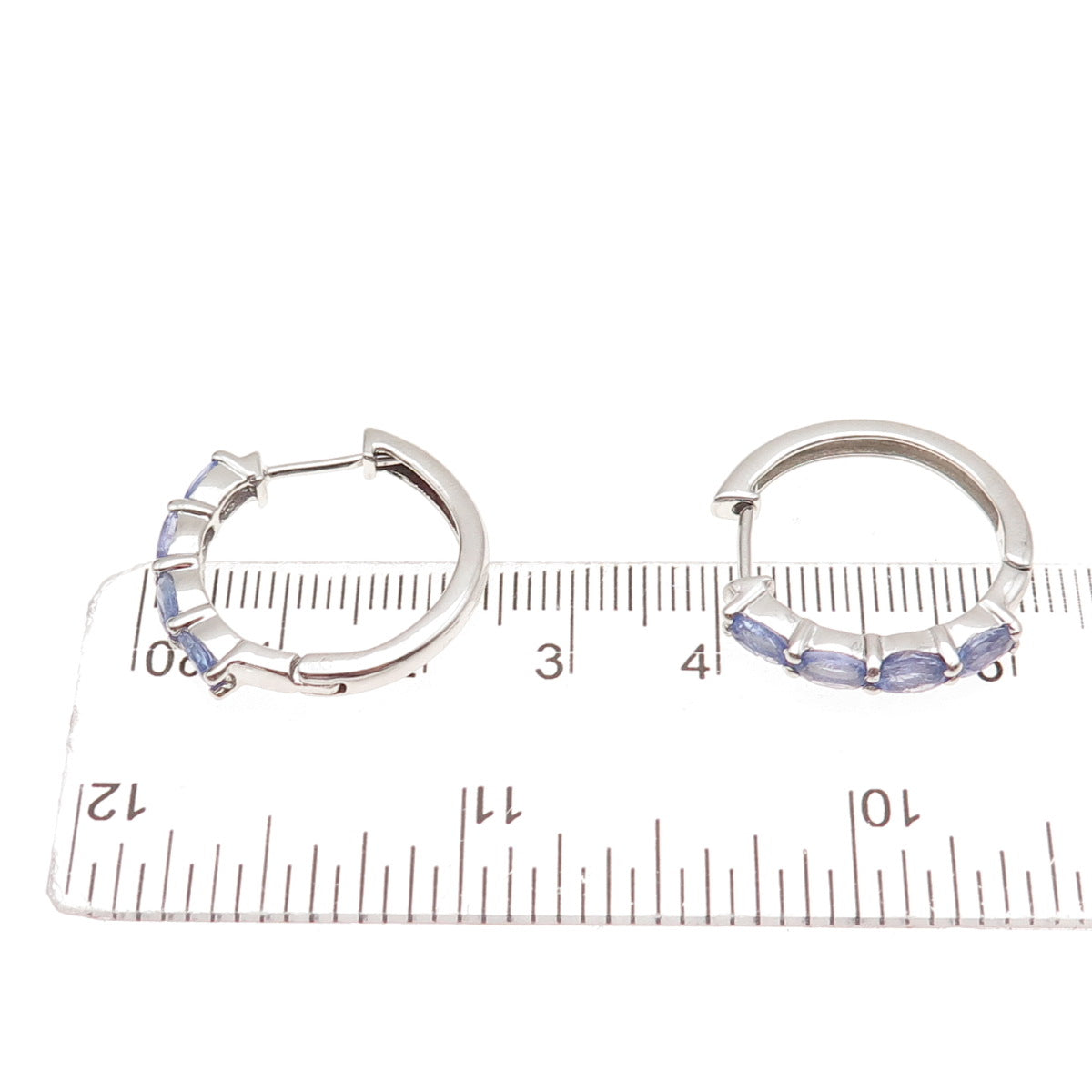 925 Sterling Silver Real Oval-Cut Tanzanite Hoop Earrings