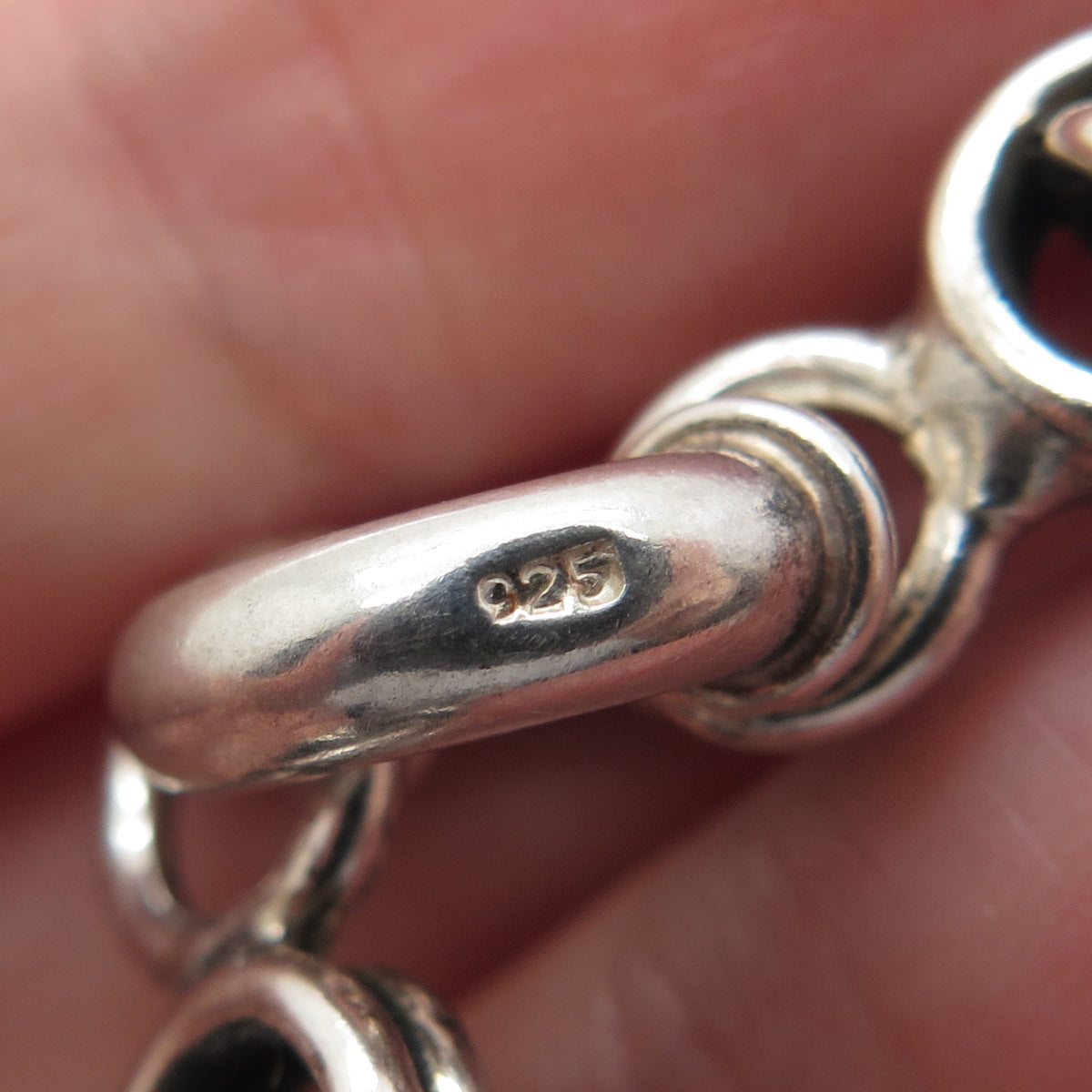 925 Sterling Silver Vintage Bismark Link Oxidized Bracelet 7"