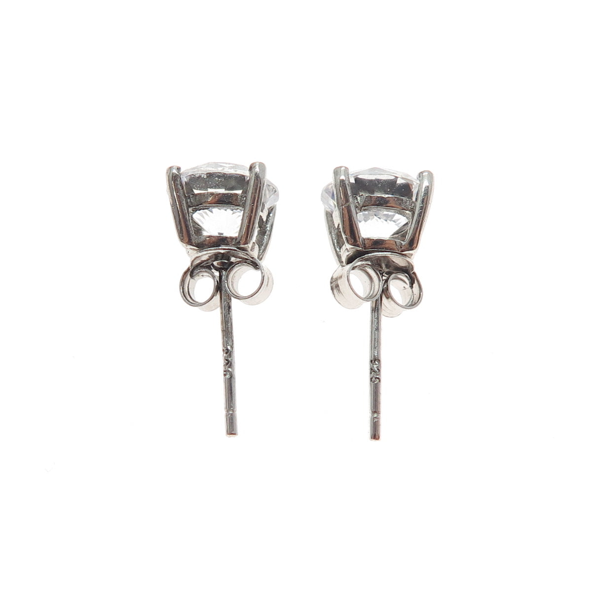 925 Sterling Silver Round-Cut C Z Stud Earrings