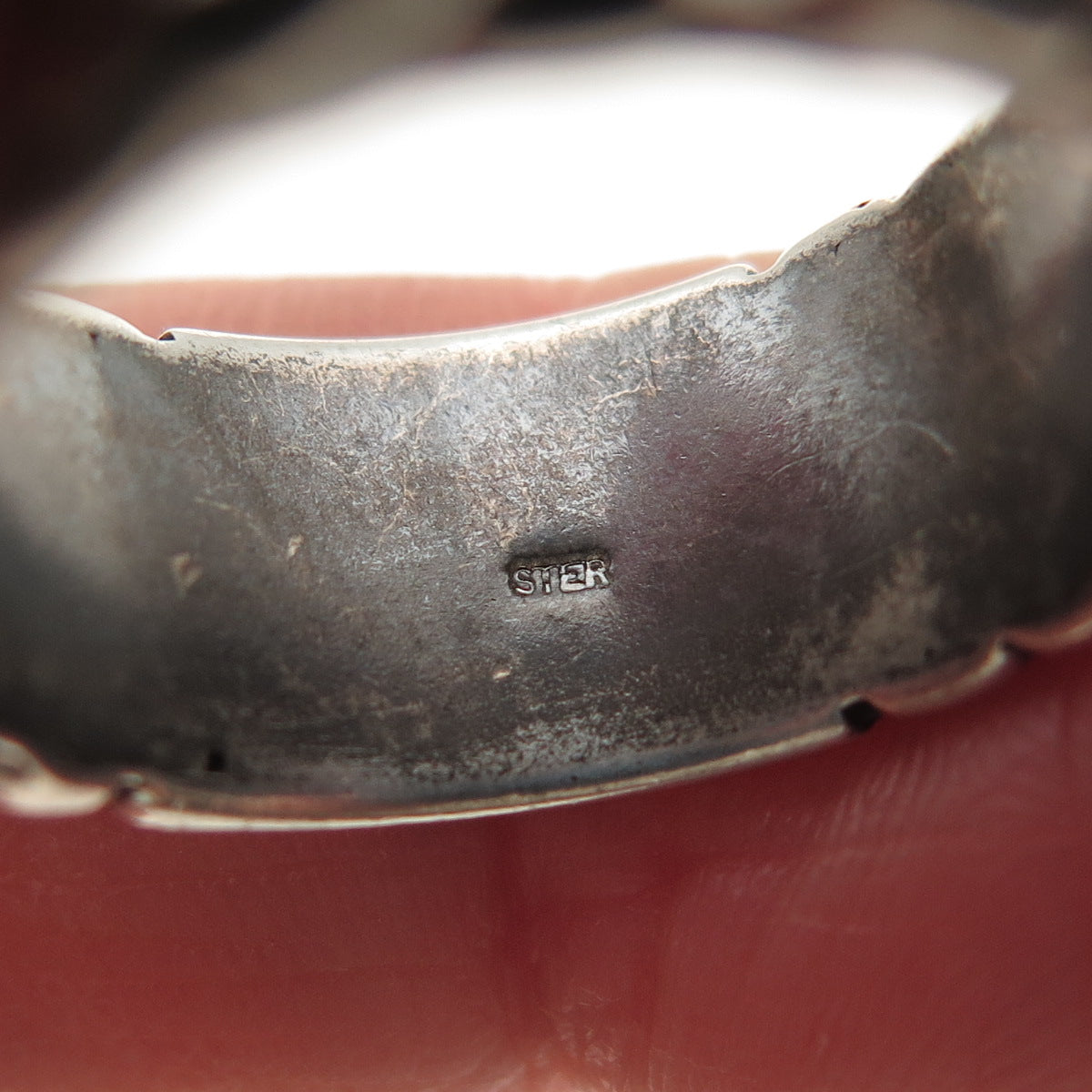 925 Sterling Silver Vintage Multi-Row Chain Crisscross Oxidized Ring Size 7.5