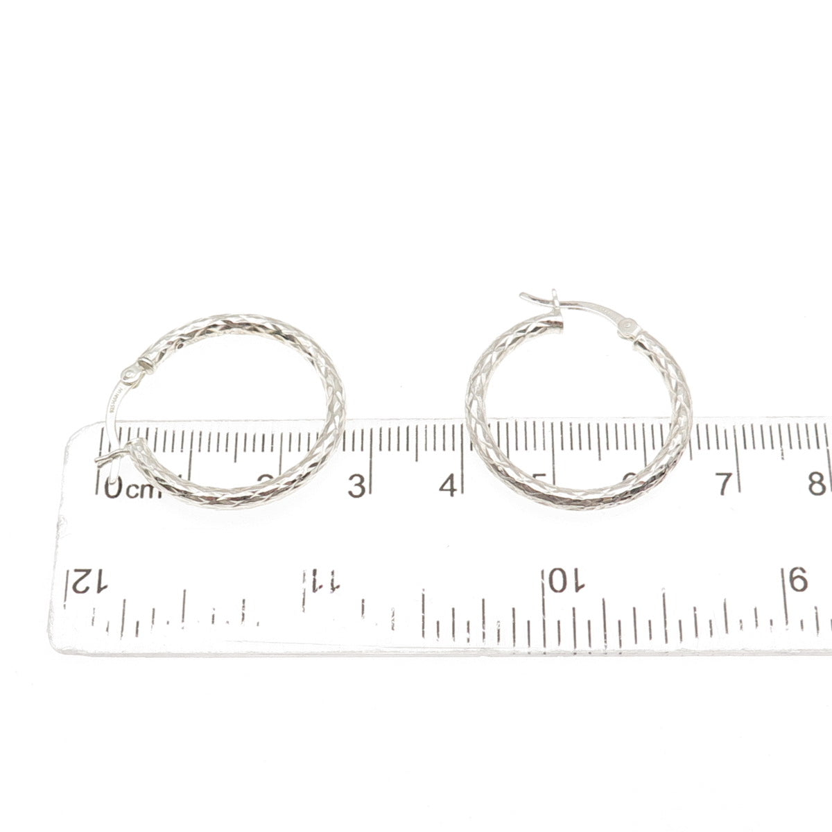 HAN 925 Sterling Silver Vintage Diamond-Cut Hoop Earrings