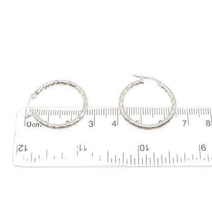 HAN 925 Sterling Silver Vintage Diamond-Cut Hoop Earrings