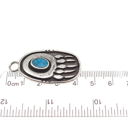 Old Pawn Sterling Silver Vintage Southwestern Turquoise Bear Paw Charm Pendant