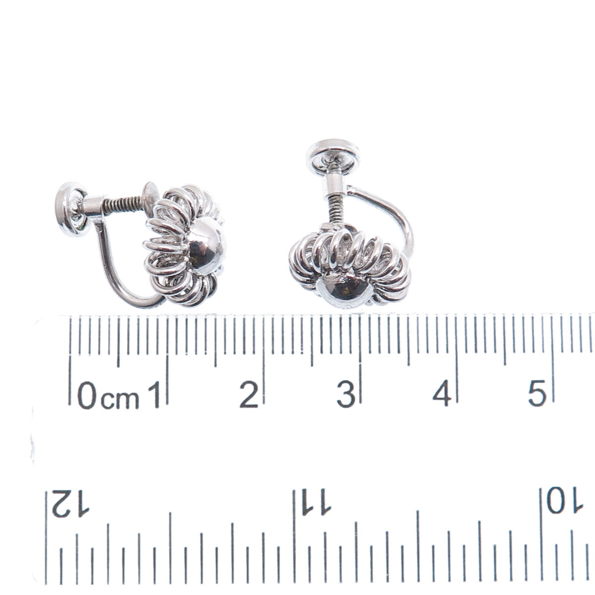 925 Sterling Silver Antique Art Deco Spiral Flower Screw Back Earrings