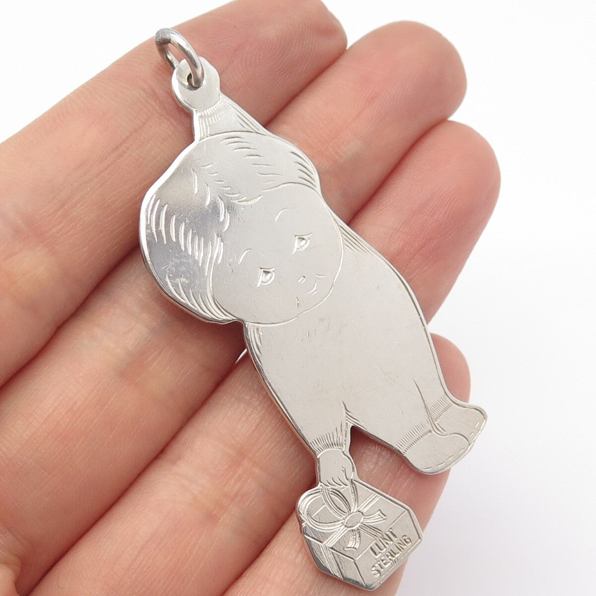 925 Sterling Silver Vintage Lunt Boy w/ Gift Box Pendant