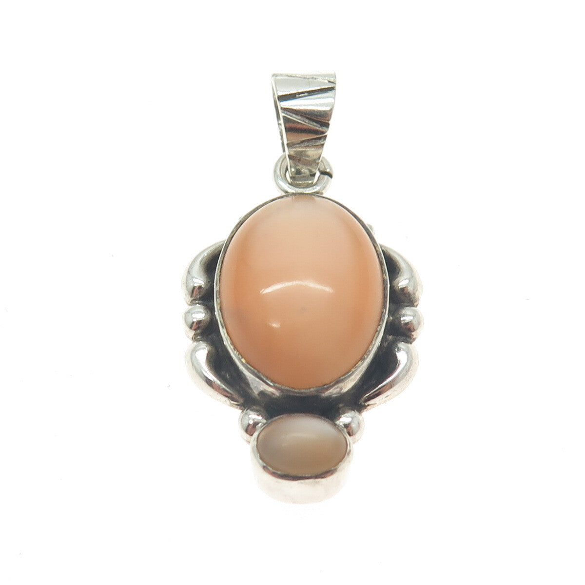 925 Sterling Silver Vintage Real Mother-of-Pearl Modernist Pendant