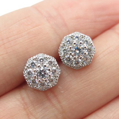 925 Sterling Silver Round-Cut C Z Stud Earrings