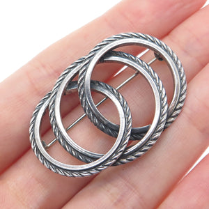 DANECRAFT FELCH & CO. 925 Sterling Silver Vintage Interlocked Circles Pin Brooch