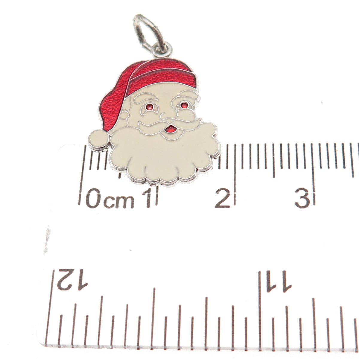 Spencer Co. 925 Sterling Silver Antique Art Deco Enamel Santa Claus Mini Pendant