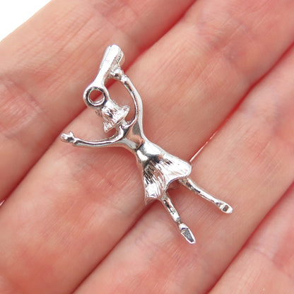 925 Sterling Silver Vintage Cheerleader Charm Pendant