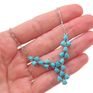 925 Sterling Silver Real Turquoise Singapore Chain Necklace 18-20"