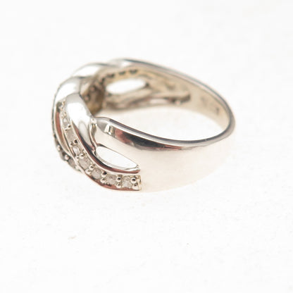 Michelle Albala 925 Sterling Silver Real Cognac & White Diamond Ring Size 5.25