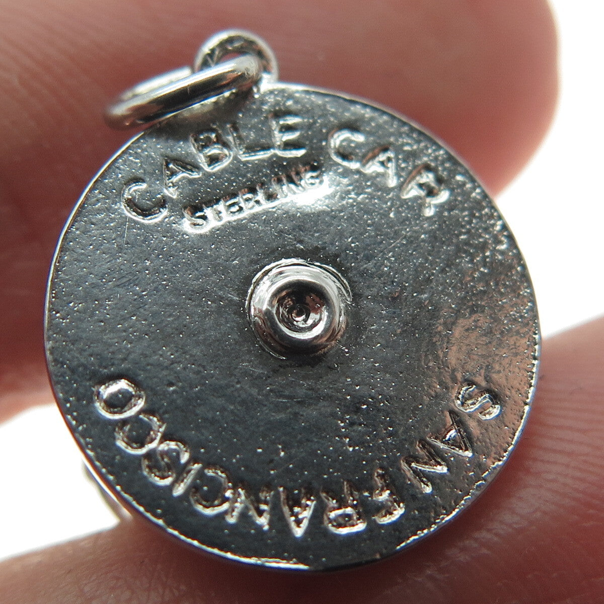 925 Sterling Silver Antique Art Deco SF Cable Car Minimalist 3D Charm Pendant