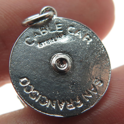 925 Sterling Silver Antique Art Deco SF Cable Car Minimalist 3D Charm Pendant