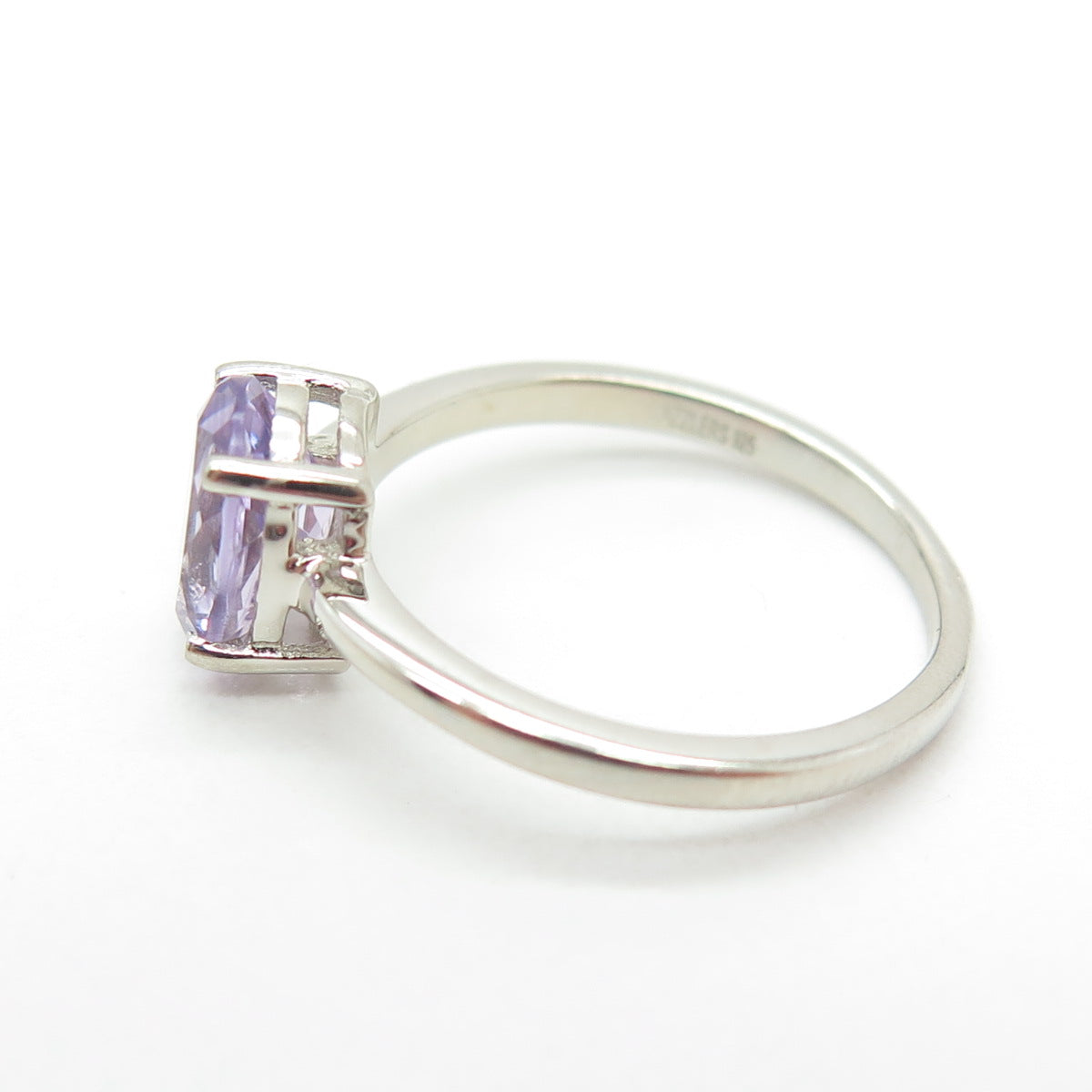 DAZZLERS 925 Sterling Silver Real Amethyst Gemstone Ring Size 5