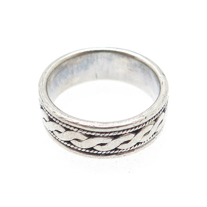 925 Sterling Silver Vintage Serpentine Oxidized Band Ring Size 7.75