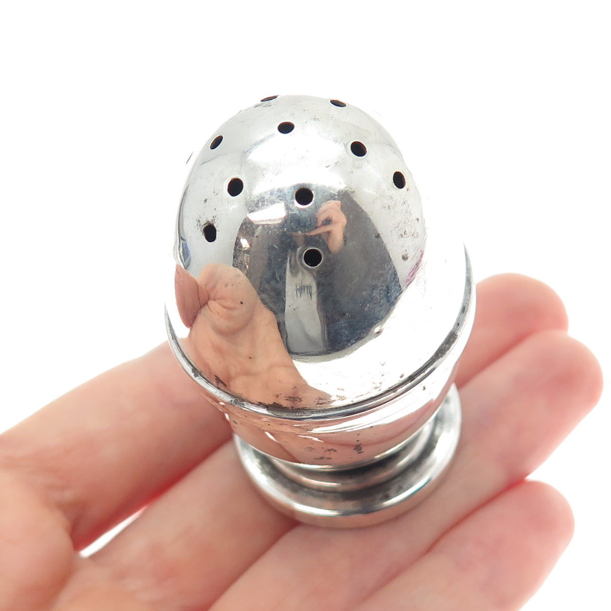 830S Silver Antique Scandinavian Egg Oxidized Salt / Pepper Shaker
