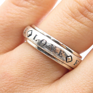 STEVEN LAVAGGI Sterling Vintage Love Faith Hope Peace Rotating Ring Size 7.25