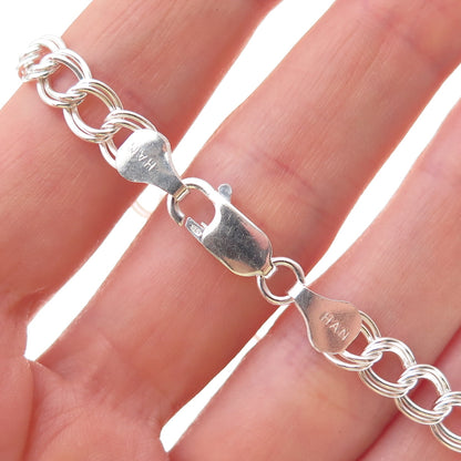 Han 925 Sterling Silver Italy Double Curb Link Bracelet 7.5"