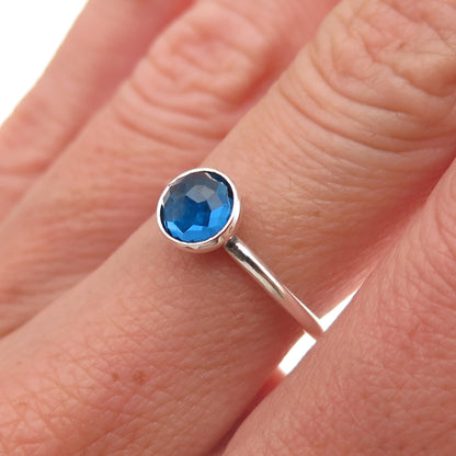 Pandora 925 Sterling Silver Blue Crystal September Birthstone Ring Size 6.25