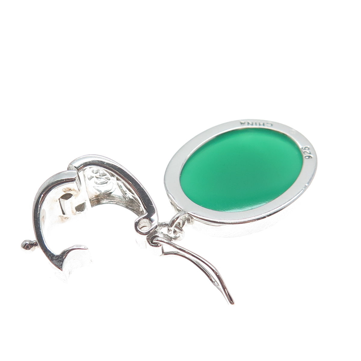 925 Sterling Silver Real Green Chalcedony Gemstone Minimalist Pendant