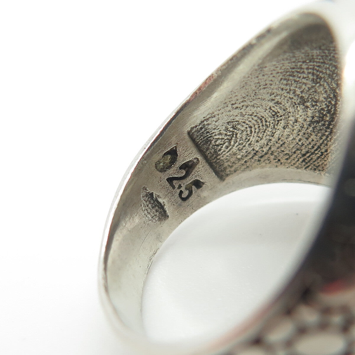 925 Sterling Silver Vintage Cage Pebble Wide Ring Size 8.75