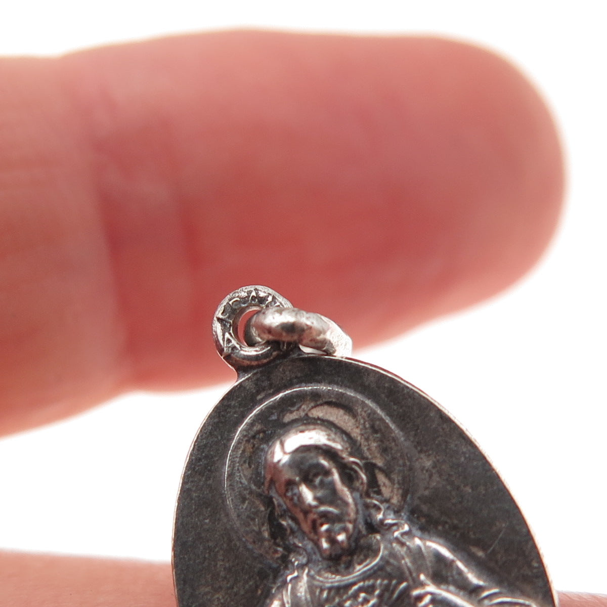 800 Silver Antique France Jesus & Our Lady of Perpetual Help Charm Pendant