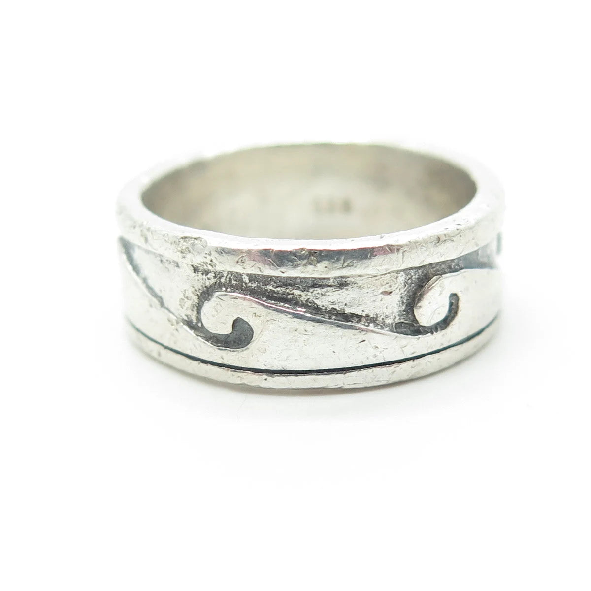 925 Sterling Silver Vintage Sea Waves Band Ring Size 6.25