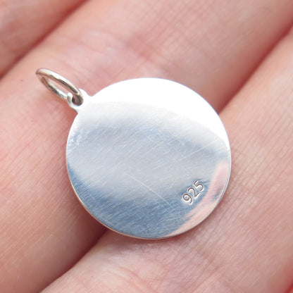 925 Sterling Silver Enamel Dog & Cat Friendship Round Minimalist Charm Pendant
