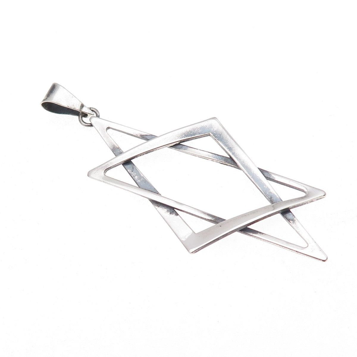925 Sterling Silver Vintage Israel Star of David Oxidized Charm Pendant