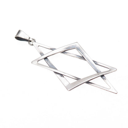 925 Sterling Silver Vintage Israel Star of David Oxidized Charm Pendant