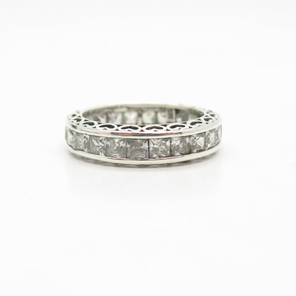 925 Sterling Silver C Z Wedding Ring Size 9