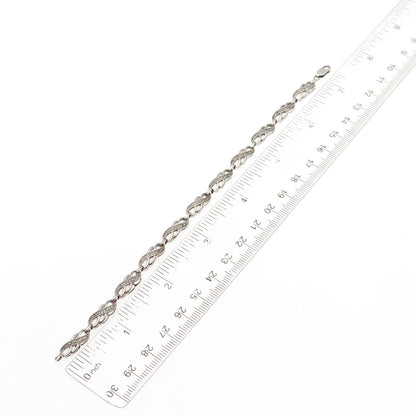 925 Sterling Silver Real Round-Cut Diamond Infinity Link Bracelet 7"
