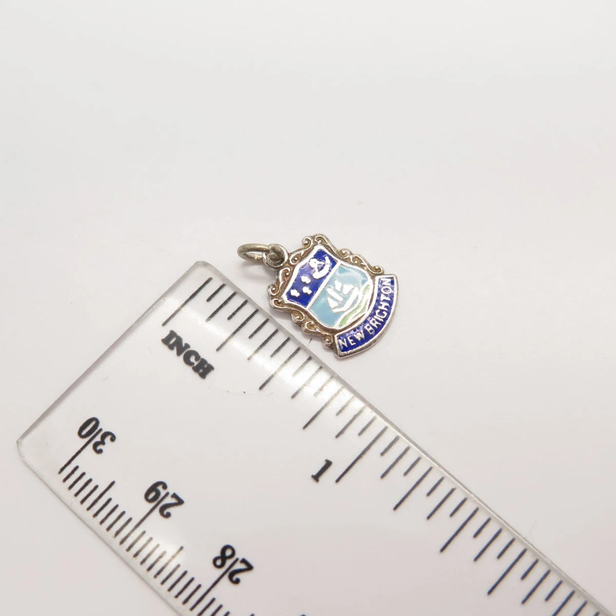 925 Sterling Silver Vintage Enamel "New Brighton" Coat of Arms Charm Pendant