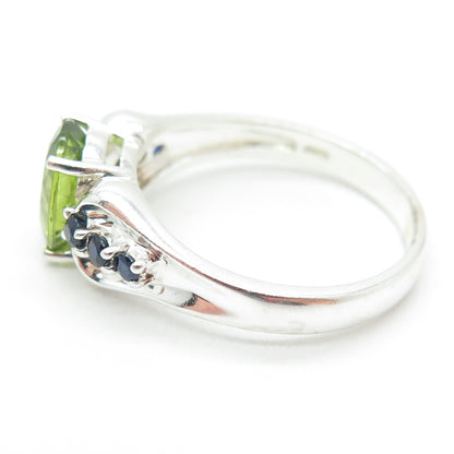 MICHELLE ALBALA 925 Sterling Silver Vintage Sapphire & Peridot Ring Size 11.25