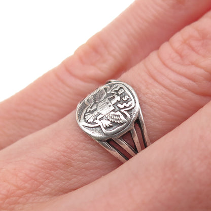 Ostby & Barton 925 Sterling Silver Vintage Girl Scout Oxidized Ring Size 5