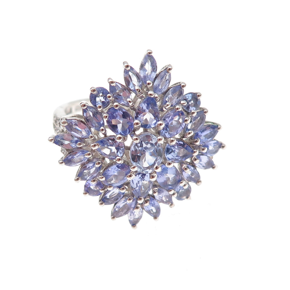 Chuck Clemency 925 Sterling Silver Real Multi-Cut Tanzanite Ring Size 8