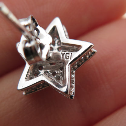 925 Sterling Silver Round-Cut Star Stud Earrings