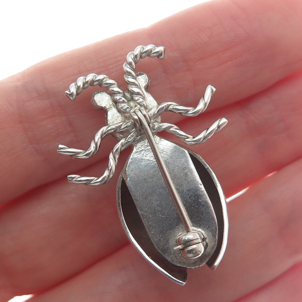 Old Pawn 925 Sterling Silver Vintage Southwestern Native Bug Tribal Pin Brooch