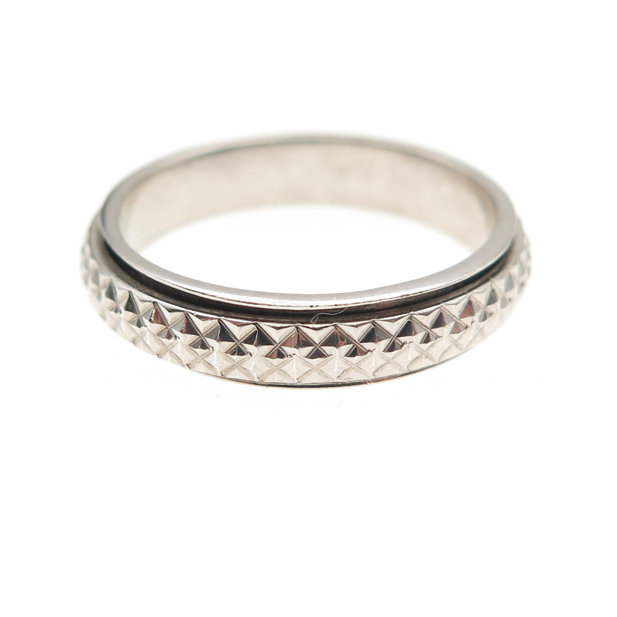 D'Joy 925 Sterling Silver Vintage Diamond-Cut Rotating Band Ring Size 8.25