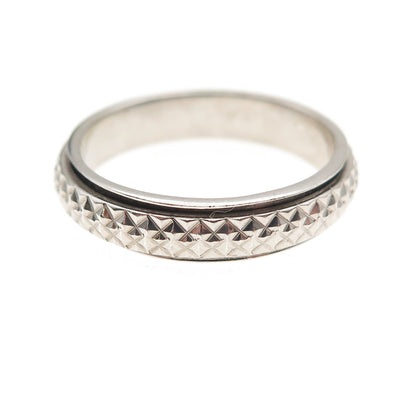 D'Joy 925 Sterling Silver Vintage Diamond-Cut Rotating Band Ring Size 8.25
