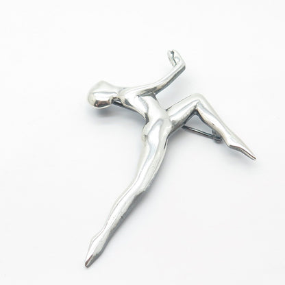 925 Sterling Silver Vintage Mexico Nude Woman Silhouette Pin Brooch