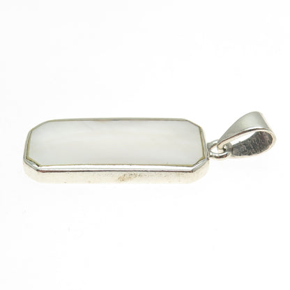 925 Sterling Silver Vintage Real Mother-of-Pearl Modernist Pendant