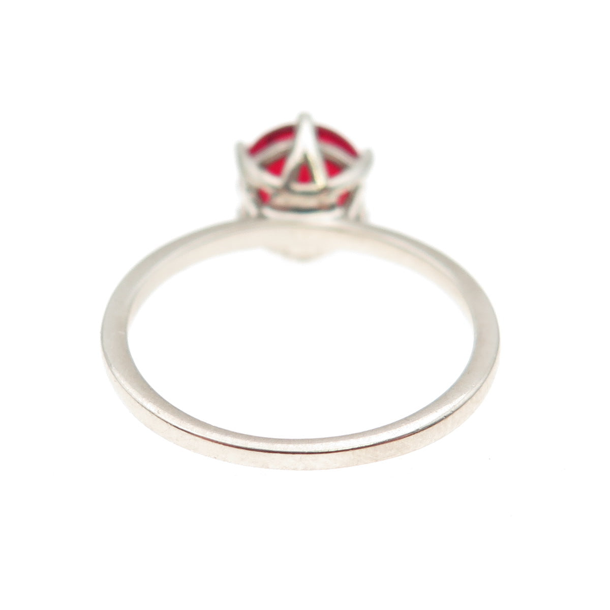 925 Sterling Silver Round-Cut Red C Z Ring Size 6.75