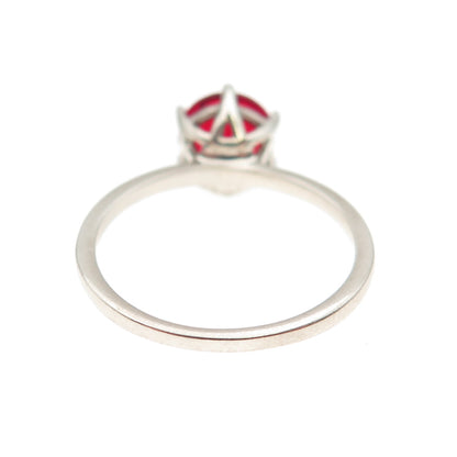 925 Sterling Silver Round-Cut Red C Z Ring Size 6.75