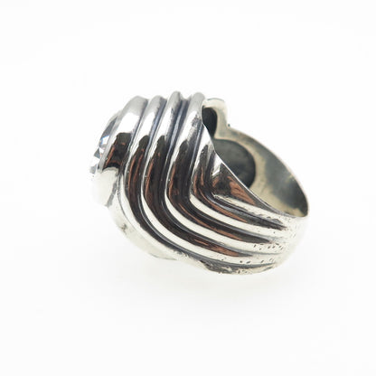 925 Sterling Silver Vintage Oval-Cut C Z Modernist Oxidized Ring Size 6