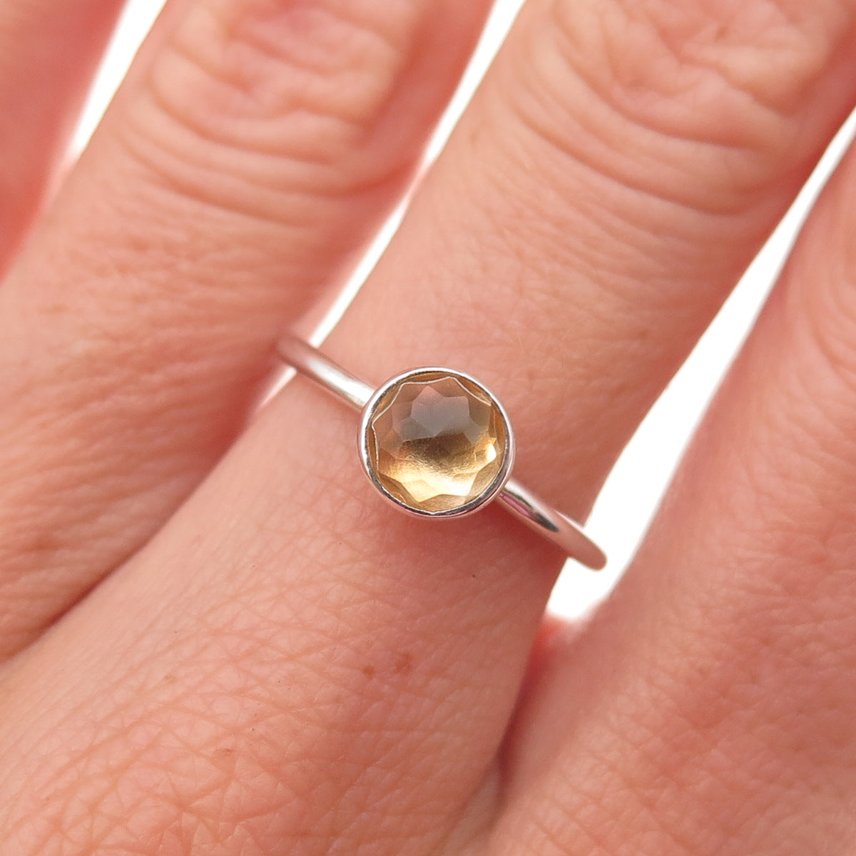 Pandora 925 Sterling Silver Real Citrine November Birthstone Droplet Ring Size 6