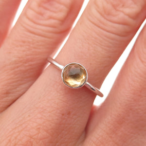 Pandora 925 Sterling Silver Real Citrine November Birthstone Droplet Ring Size 6