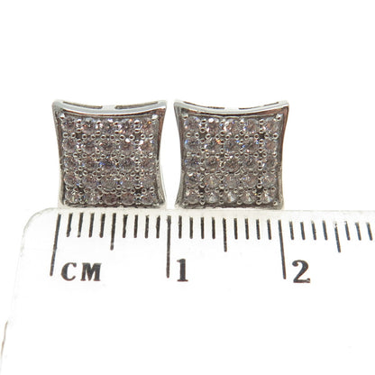 925 Sterling Silver Round-Cut C Z Princess Stud Earrings